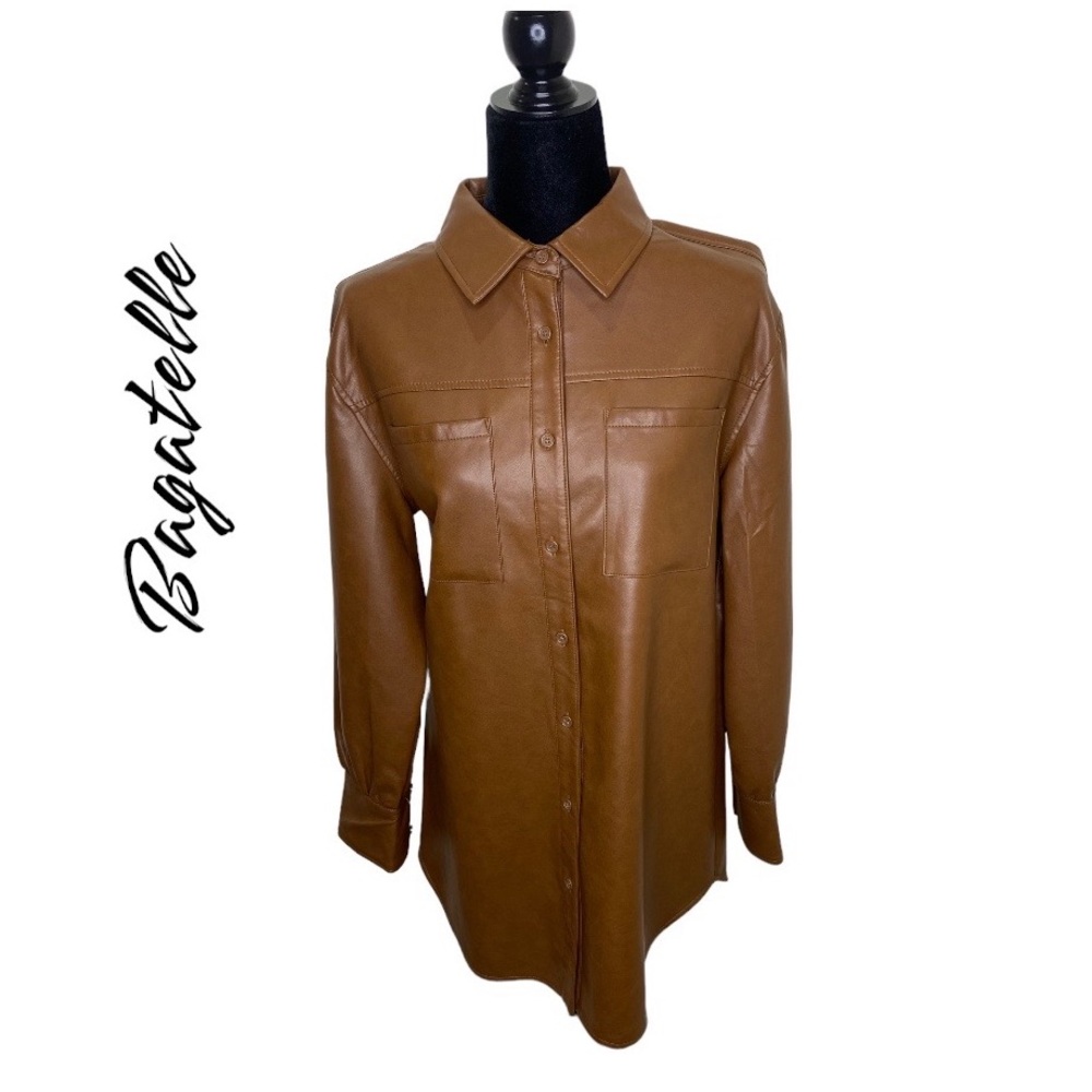 Bagatelle Collection Faux Leather Shirt Dress Size S NWT